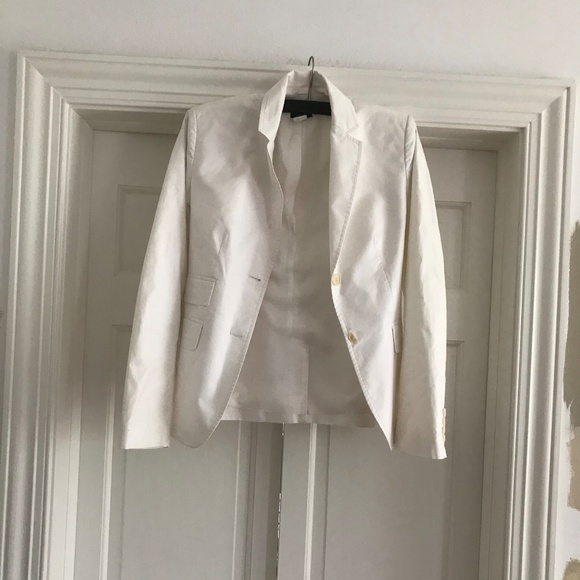 J. Crew White Cotton Blazer Size 0 - Picture 2 of 6
